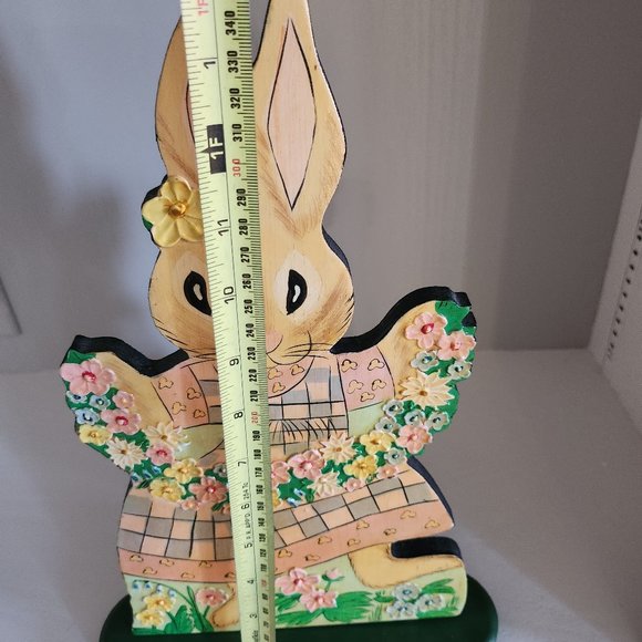Easter Decoration Vintage 1980s Freestanding Wood Table Ornament Easter Bunny - Picture 7 of 10
